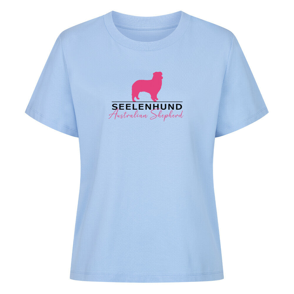 Premium Organic Damen-Shirt "Australian Shepherd - Seelenhund" Sky Blue – hunde-shirt.de