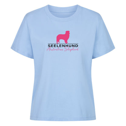 Premium Organic Damen-Shirt "Australian Shepherd - Seelenhund" Sky Blue – hunde-shirt.de