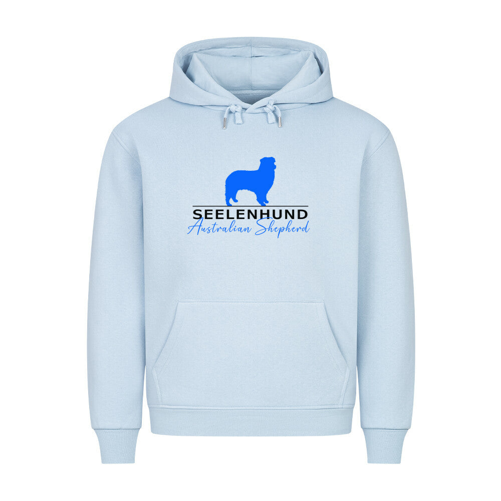 Premium Hoodie "Australian Shepherd - Seelenhund" Babyblau – hunde-shirt.de