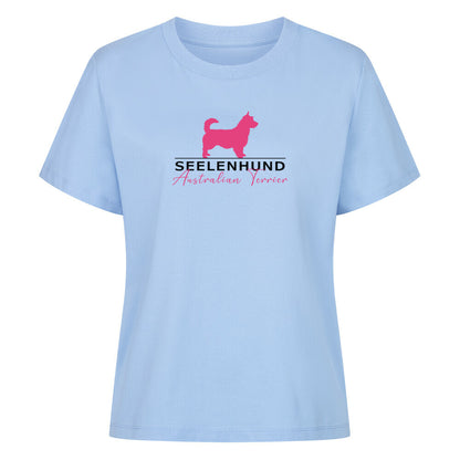 Premium Organic Damen-Shirt "Australian Terrier - Seelenhund" Sky Blue – hunde-shirt.de