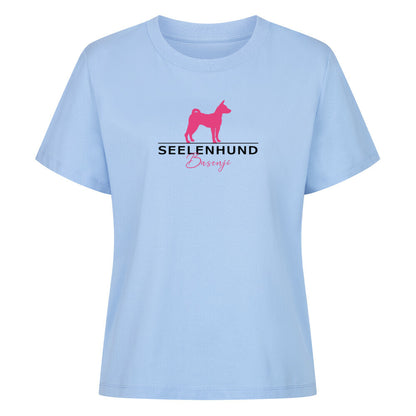 Premium Organic Damen-Shirt "Basenji - Seelenhund" Sky Blue – hunde-shirt.de