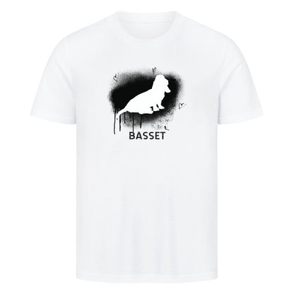 Premium T-Shirt "Basset - Brush" Weiß – hunde-shirt.de