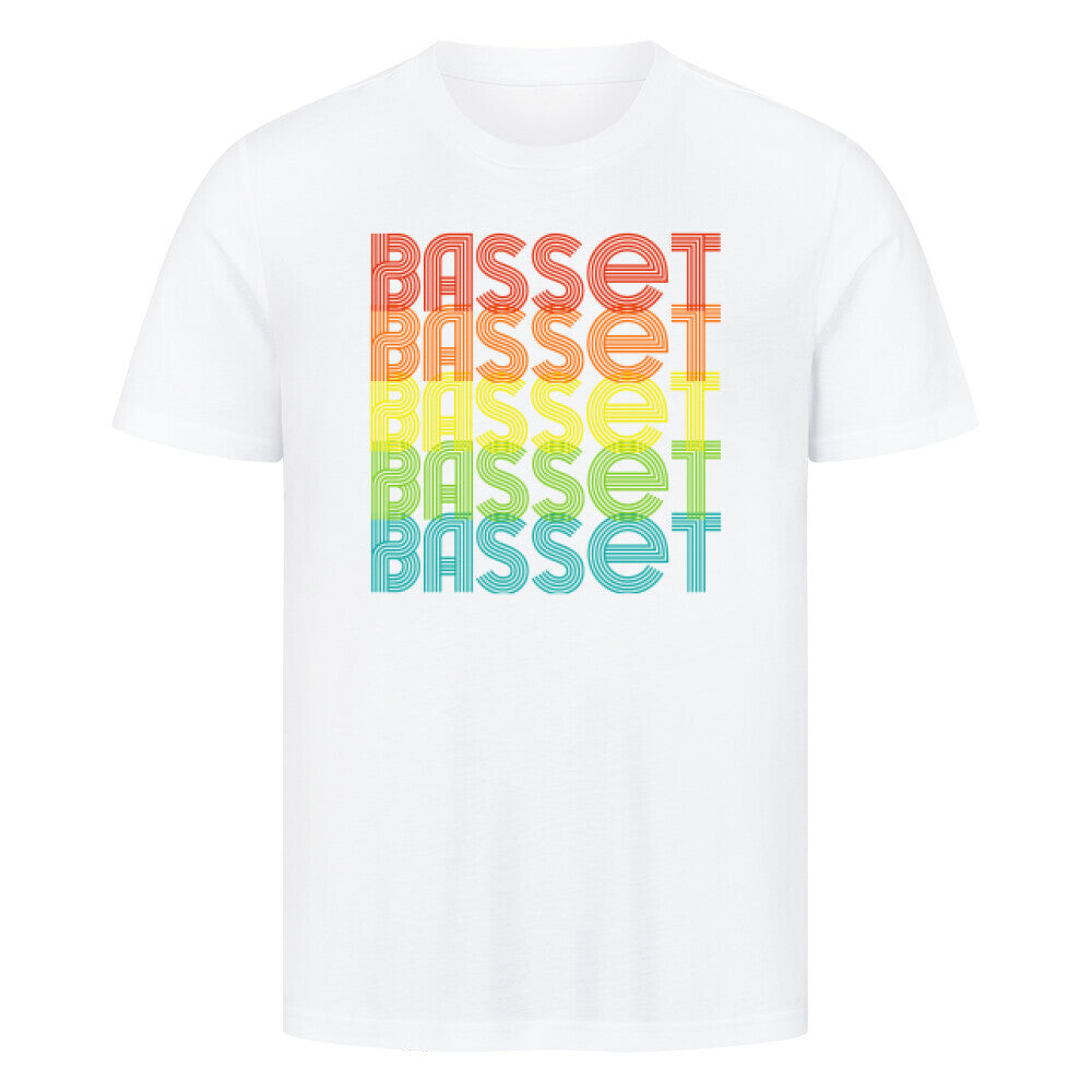 Premium T-Shirt "Basset - RETRO" Weiß – hunde-shirt.de