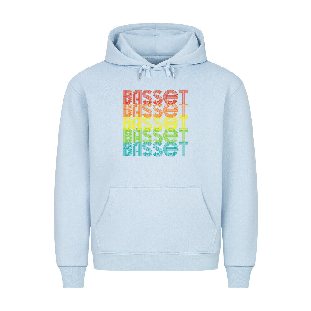 Premium Hoodie "Basset - RETRO" Babyblau – hunde-shirt.de