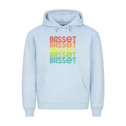 Premium Hoodie "Basset - RETRO" Babyblau – hunde-shirt.de