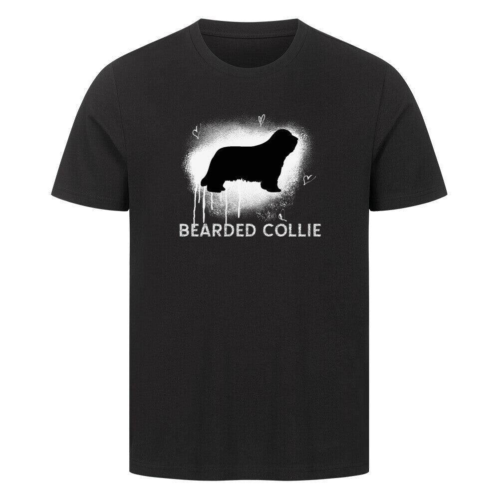 Premium T-Shirt "Bearded Collie - Brush" Schwarz – hunde-shirt.de