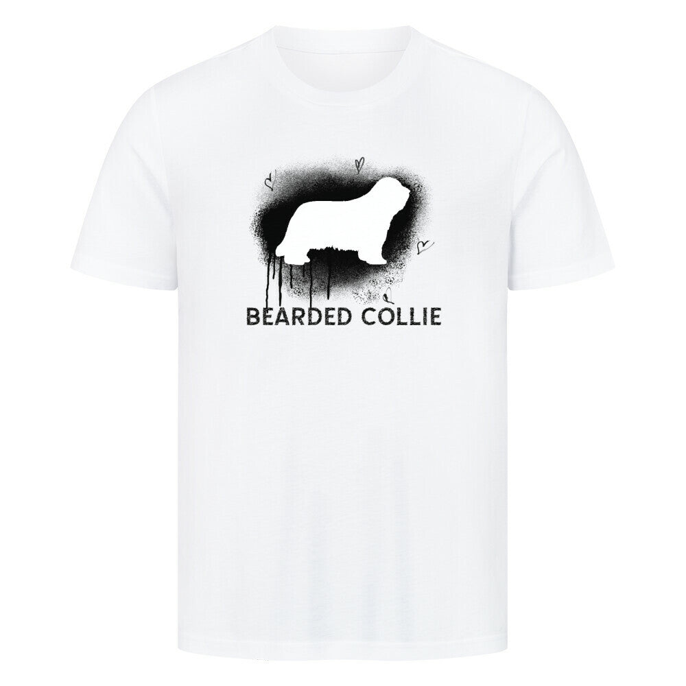 Premium T-Shirt "Bearded Collie - Brush" Weiß – hunde-shirt.de