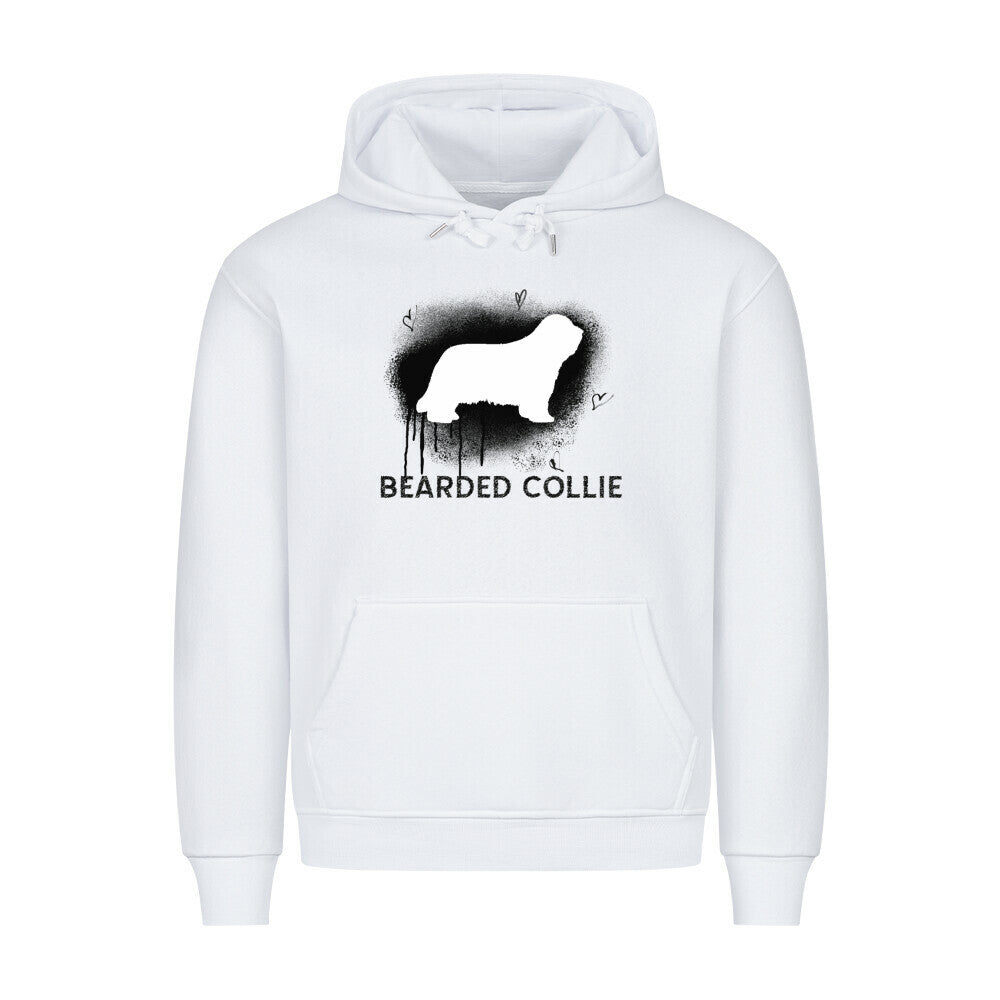 Premium Hoodie "Bearded Collie - Brush" Weiß – hunde-shirt.de