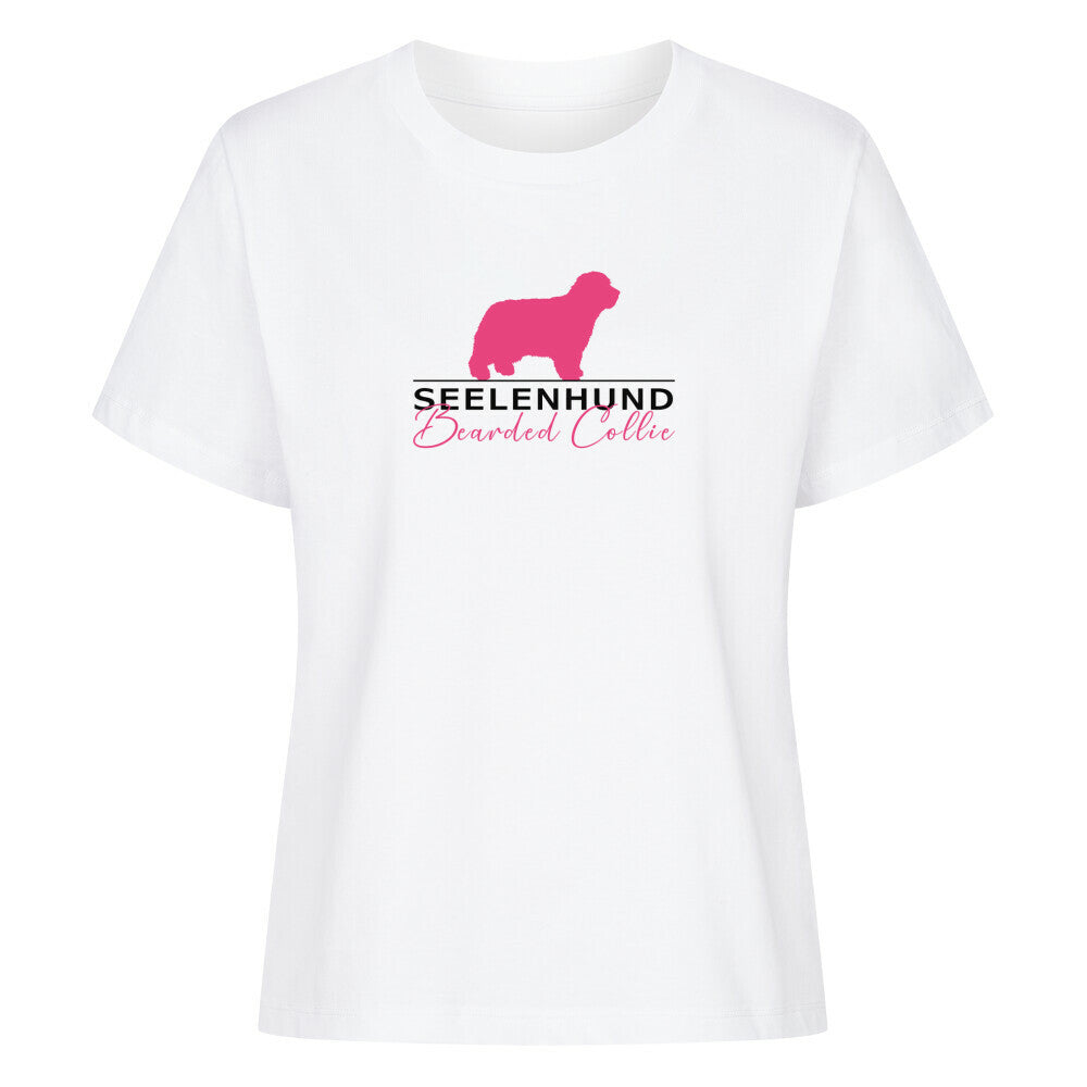 Premium Organic Damen-Shirt "Bearded Collie - Seelenhund" Weiß – hunde-shirt.de