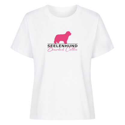 Premium Organic Damen-Shirt "Bearded Collie - Seelenhund" Weiß – hunde-shirt.de