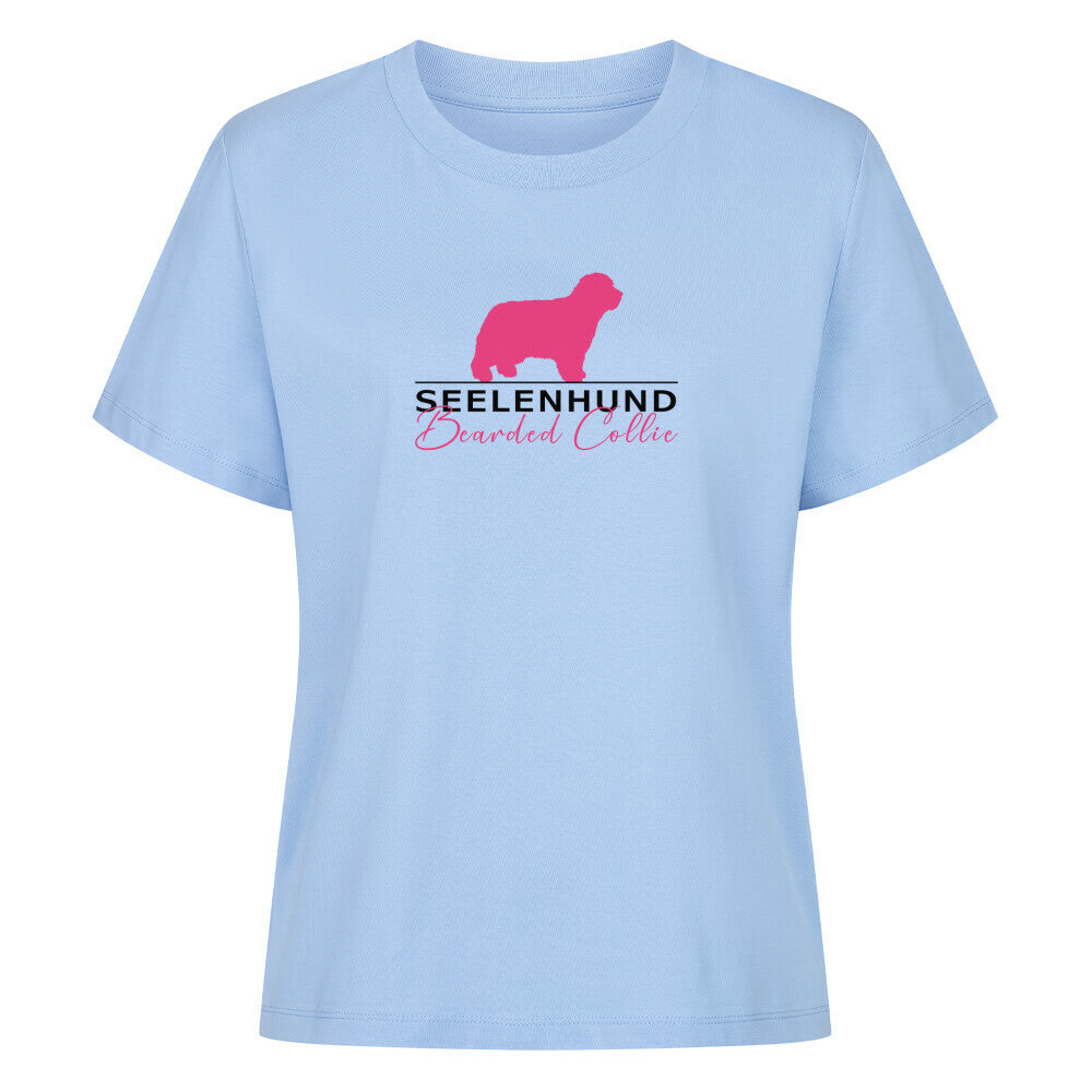 Premium Organic Damen-Shirt "Bearded Collie - Seelenhund" Sky Blue – hunde-shirt.de