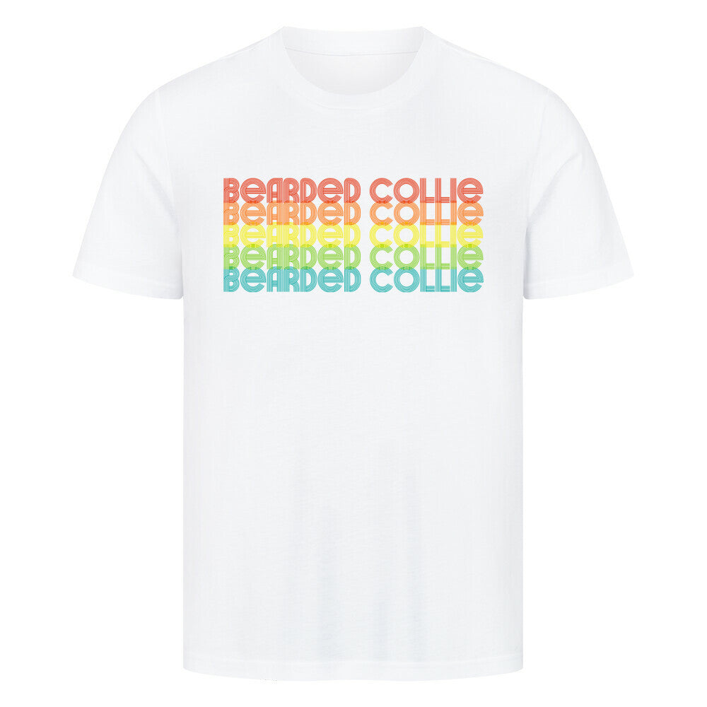 Premium T-Shirt "Bearded Collie - RETRO" Weiß – hunde-shirt.de