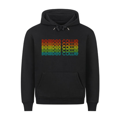 Premium Hoodie "Bearded Collie - RETRO" Schwarz – hunde-shirt.de