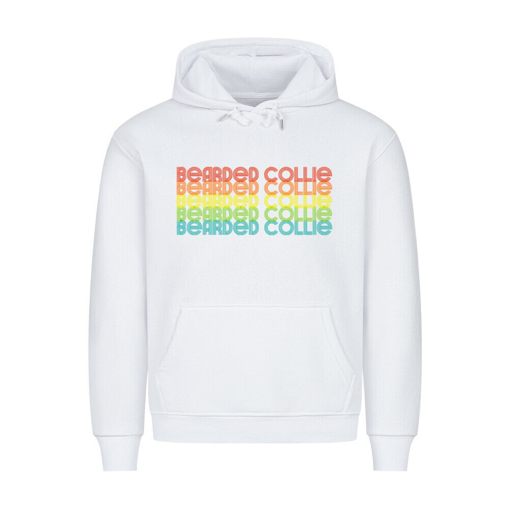 Premium Hoodie "Bearded Collie - RETRO" Weiß – hunde-shirt.de