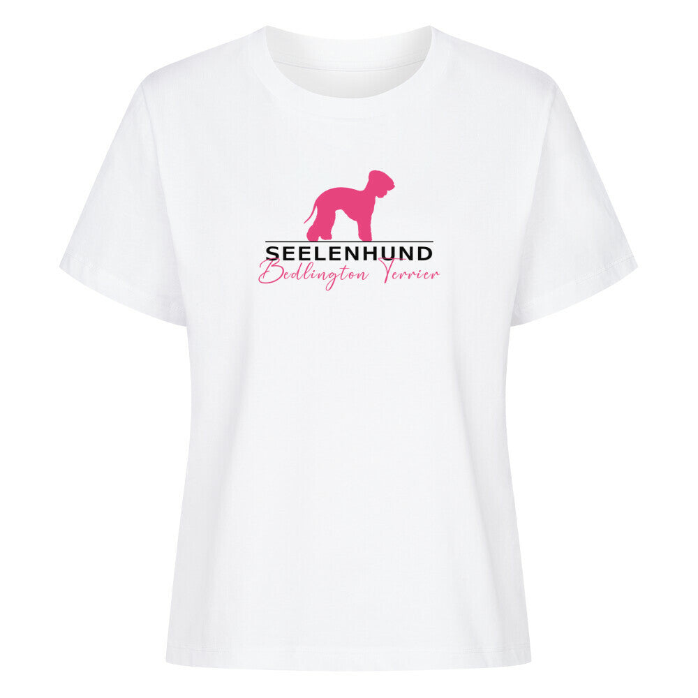 Premium Organic Damen-Shirt "Bedlington Terrier - Seelenhund" Weiß – hunde-shirt.de