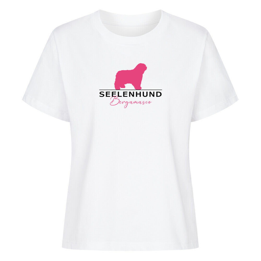 Premium Organic Damen-Shirt "Bergamasco - Seelenhund" Weiß – hunde-shirt.de