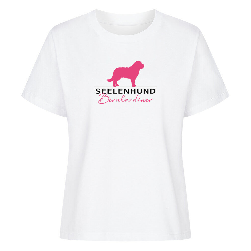 Premium Organic Damen-Shirt "Bernhardiner- Seelenhund" Weiß – hunde-shirt.de