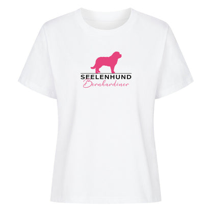 Premium Organic Damen-Shirt "Bernhardiner- Seelenhund" Weiß – hunde-shirt.de