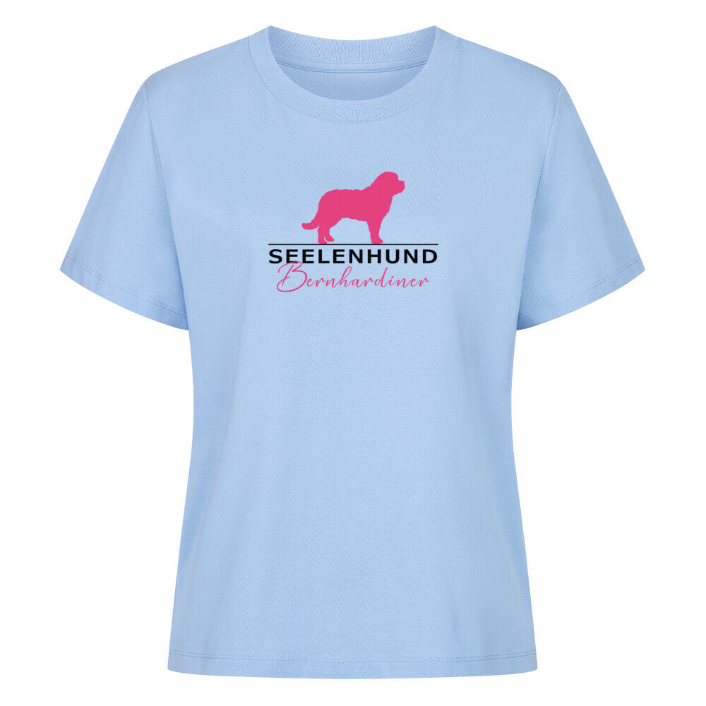Premium Organic Damen-Shirt "Bernhardiner- Seelenhund" Sky Blue – hunde-shirt.de