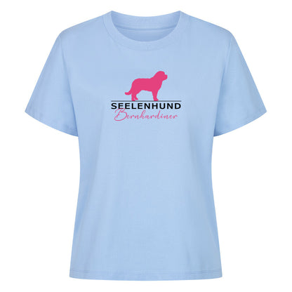 Premium Organic Damen-Shirt "Bernhardiner- Seelenhund" Sky Blue – hunde-shirt.de