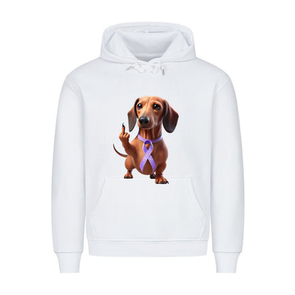 Premium Hoodie "Dackel - Fuck Cancer" Weiß – hunde-shirt.de