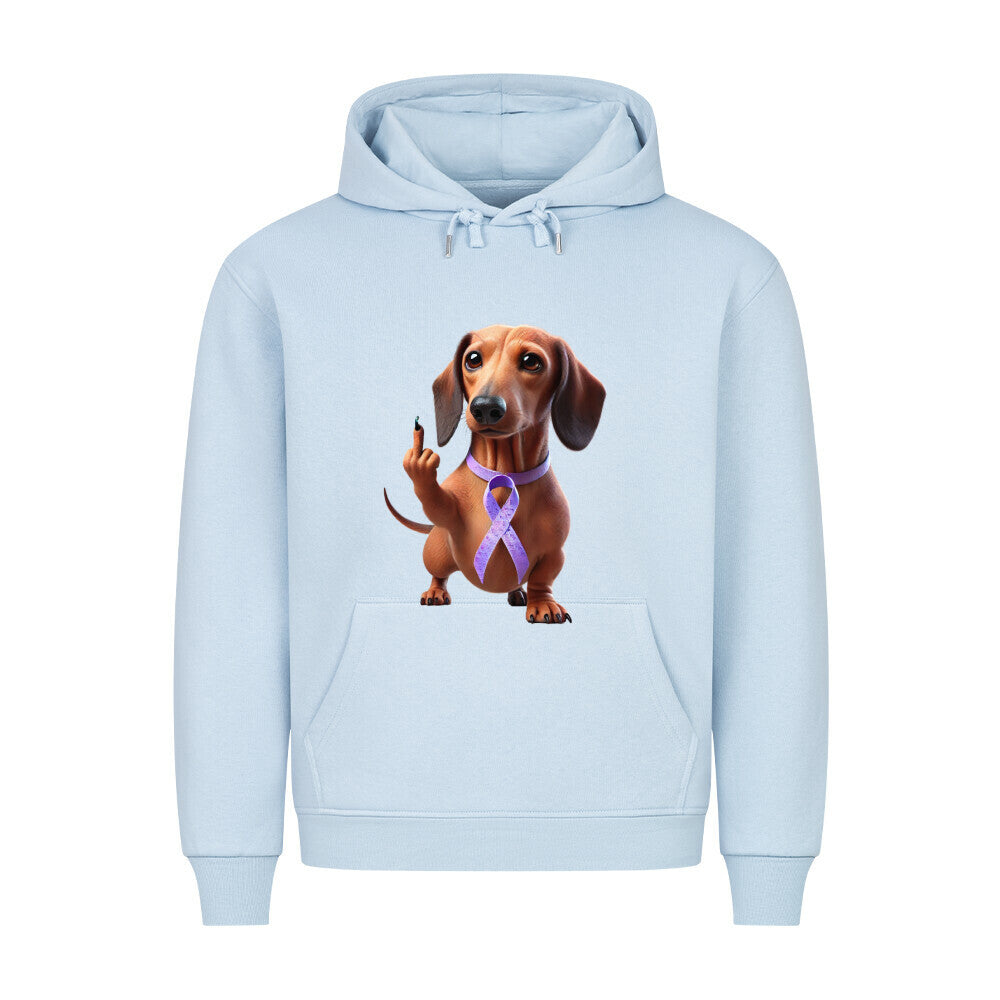 Premium Hoodie "Dackel - Fuck Cancer" Babyblau – hunde-shirt.de