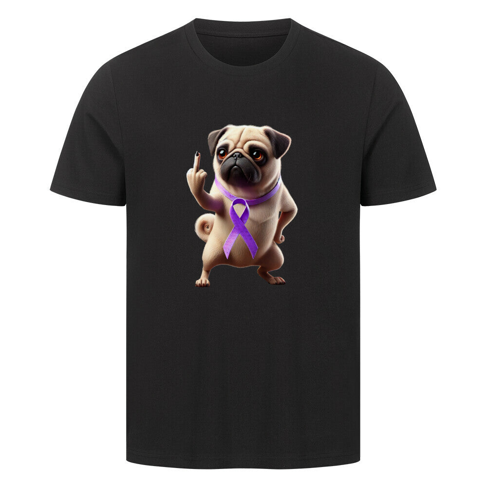 Premium T-Shirt "Mops - Fuck Cancer" Schwarz – hunde-shirt.de