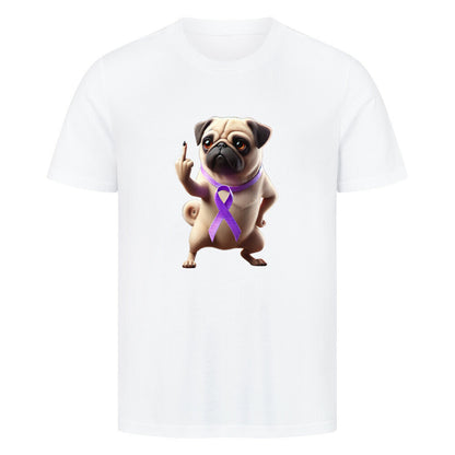 Premium T-Shirt "Mops - Fuck Cancer" Weiß – hunde-shirt.de