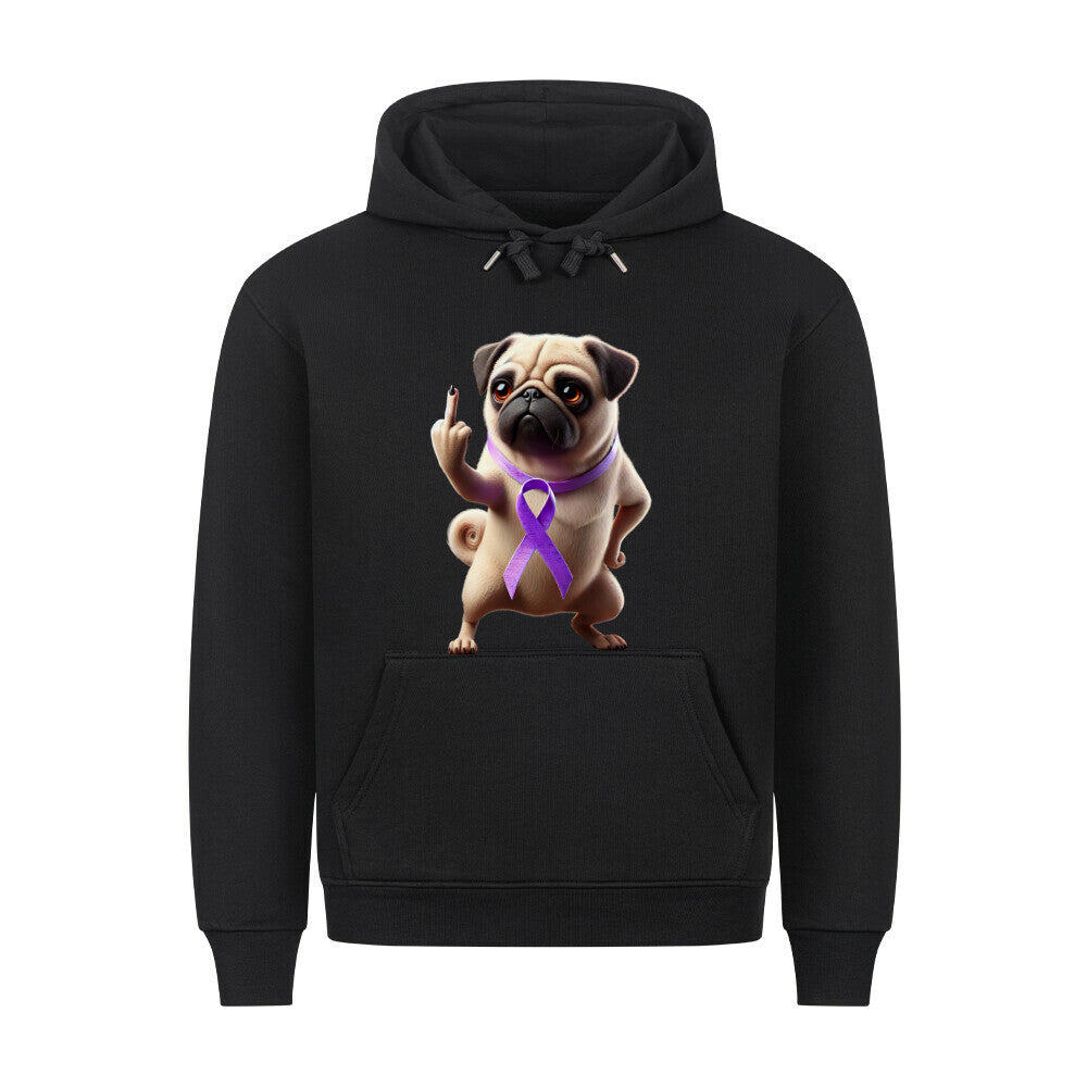 Premium Hoodie "Mops - Fuck Cancer" Schwarz – hunde-shirt.de