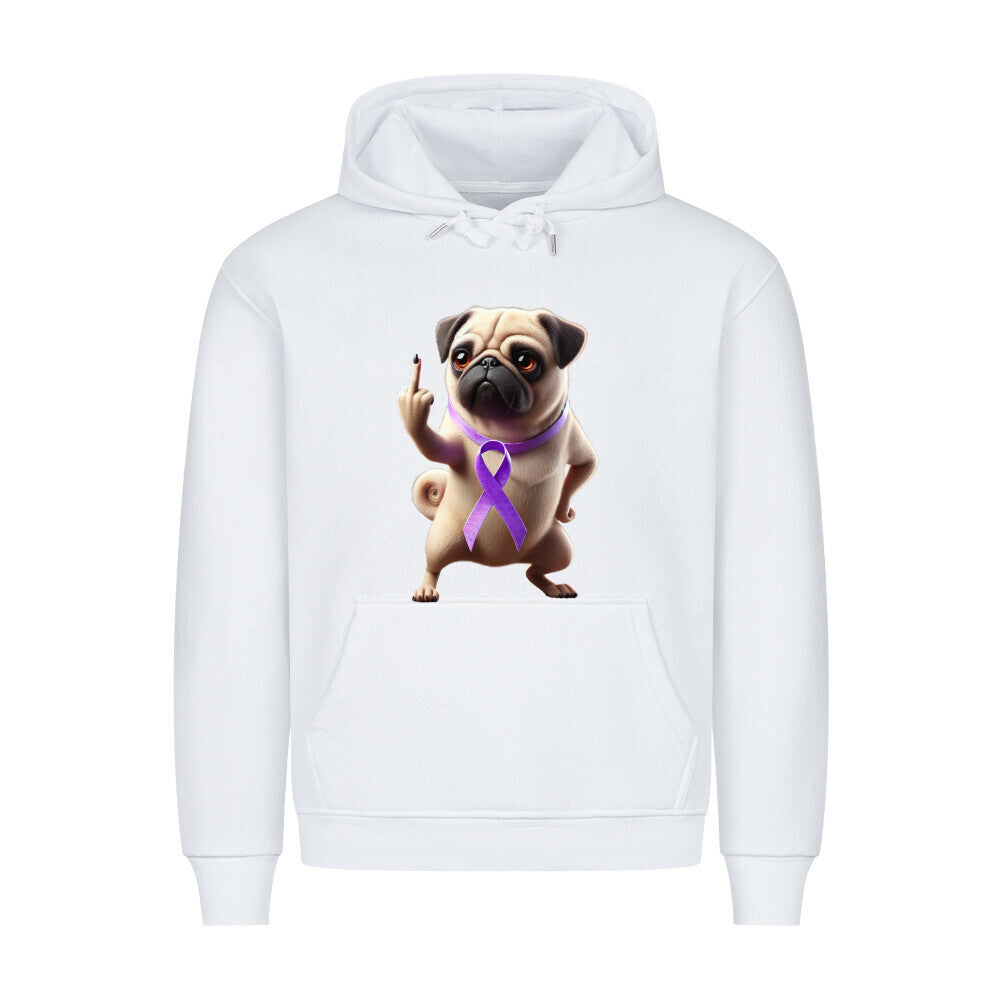 Premium Hoodie "Mops - Fuck Cancer" Weiß – hunde-shirt.de