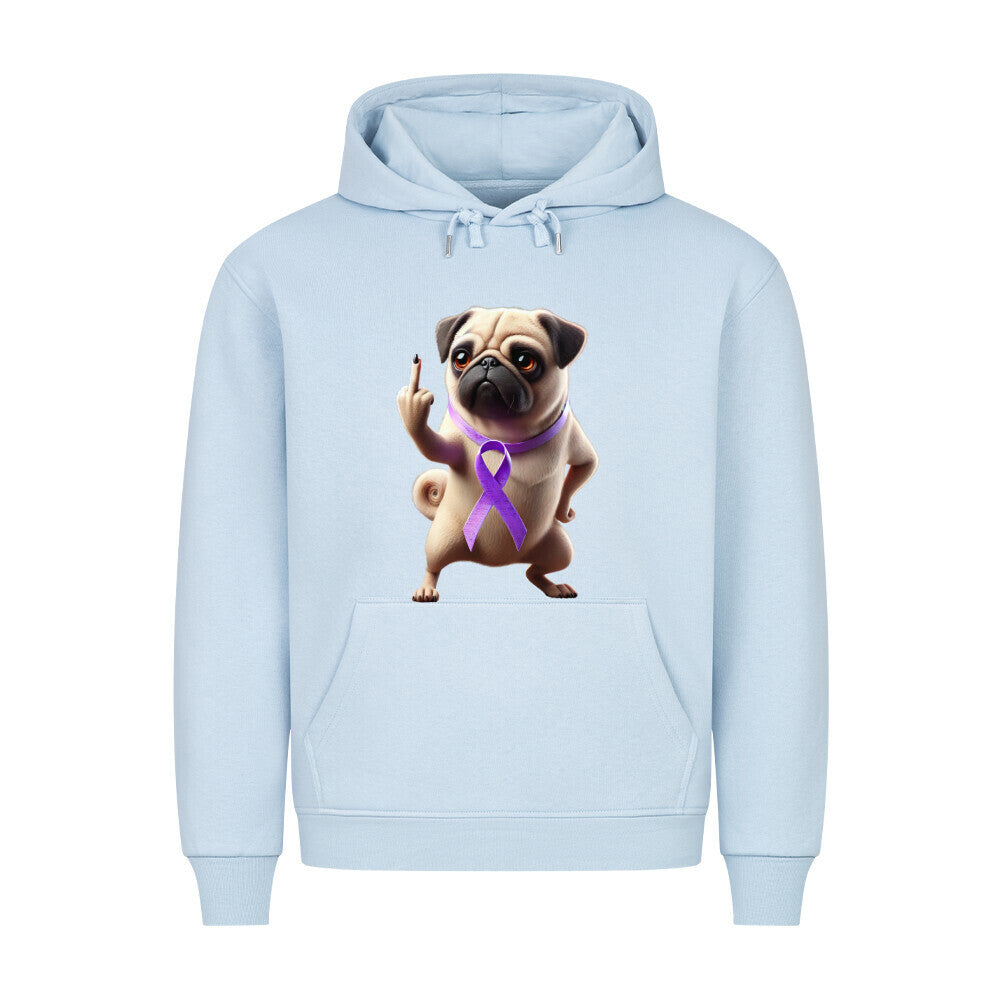 Premium Hoodie "Mops - Fuck Cancer" Babyblau – hunde-shirt.de