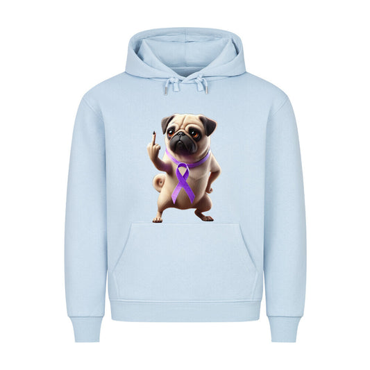 Premium Hoodie "Mops - Fuck Cancer" Babyblau – hunde-shirt.de