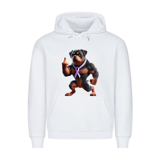 Premium Hoodie "Rottweiler - Fuck Cancer" Weiß – hunde-shirt.de