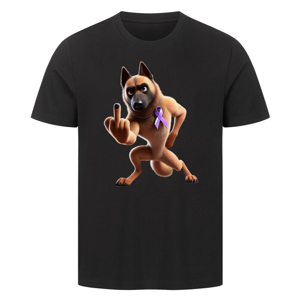 Premium T-Shirt "Malinois - Fuck Cancer" Schwarz – hunde-shirt.de