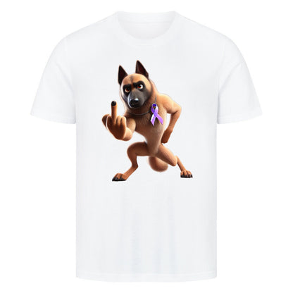 Premium T-Shirt "Malinois - Fuck Cancer" Weiß – hunde-shirt.de