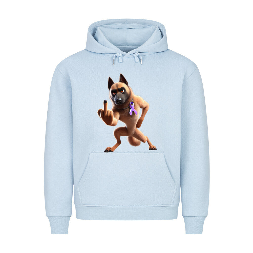 Premium Hoodie "Malinois - Fuck Cancer" Babyblau – hunde-shirt.de