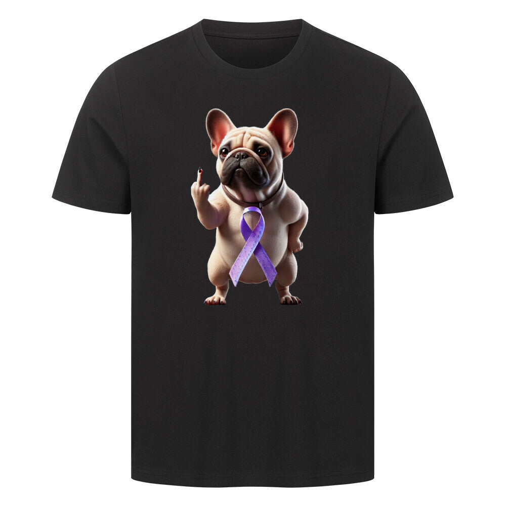 Premium T-Shirt "Frenchie - Fuck Cancer" Schwarz – hunde-shirt.de