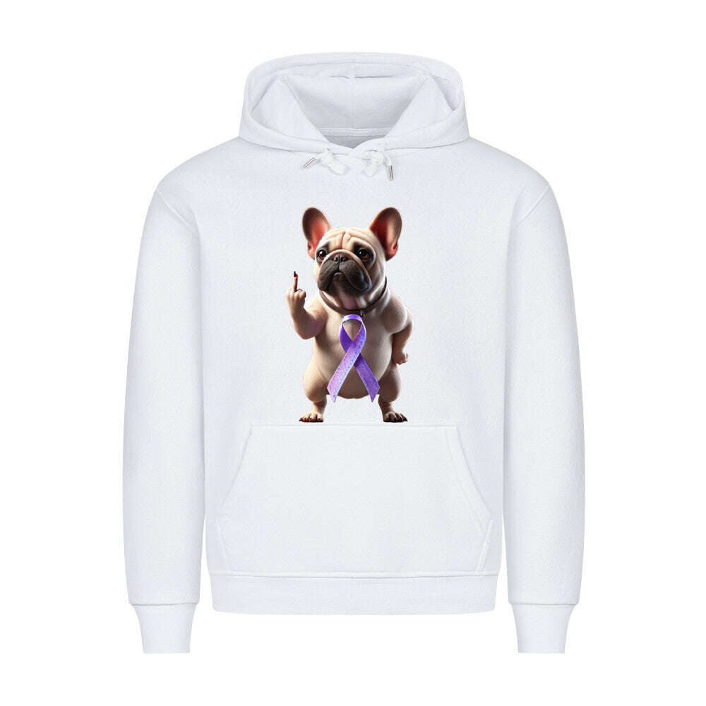 Premium Hoodie "Frenchie - Fuck Cancer" Weiß – hunde-shirt.de