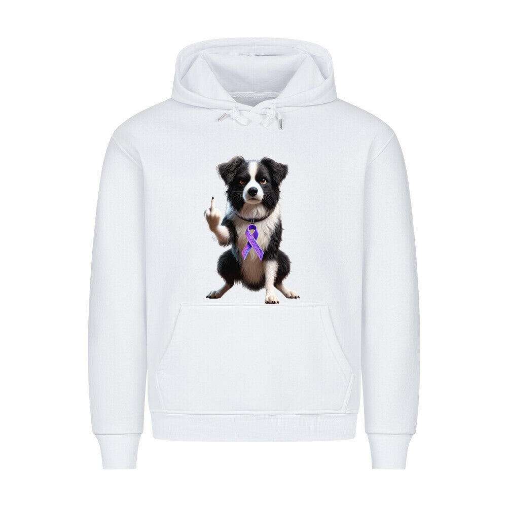 Premium Hoodie "Border Collie - Fuck Cancer" Weiß – hunde-shirt.de