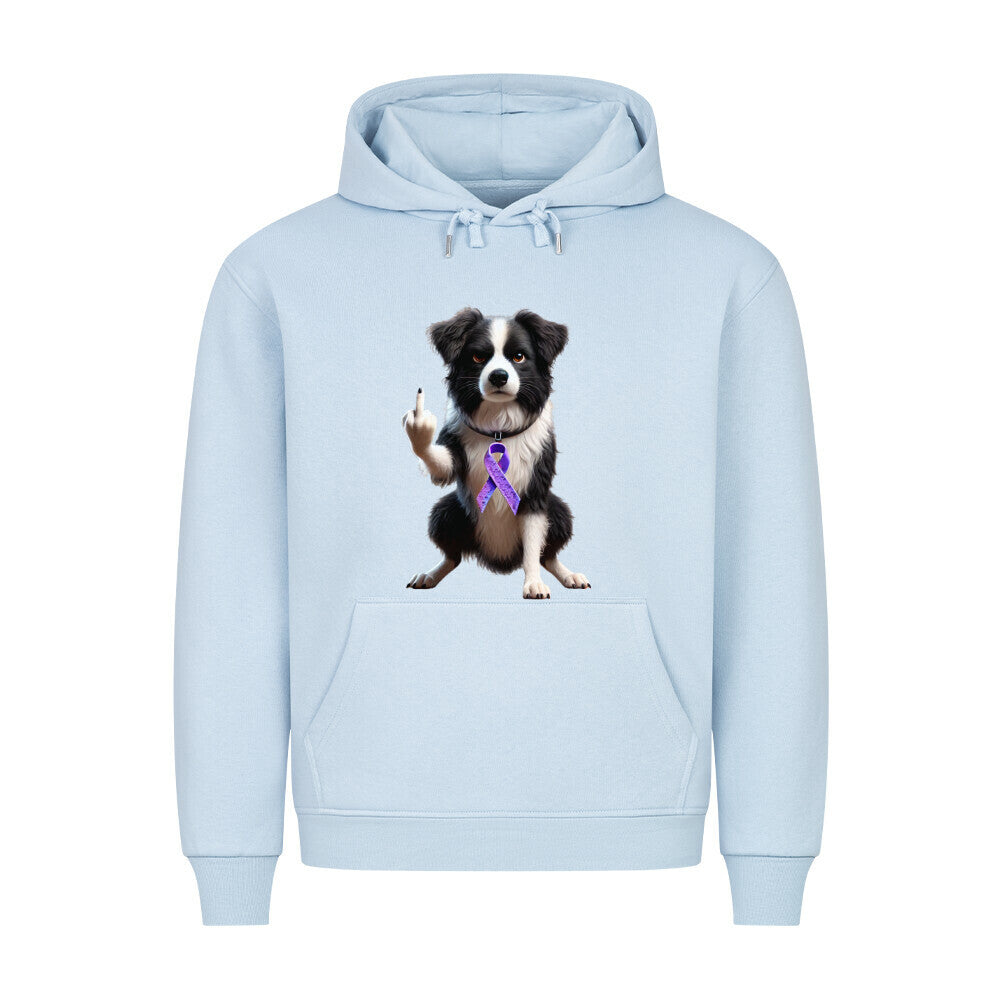 Premium Hoodie "Border Collie - Fuck Cancer" Babyblau – hunde-shirt.de