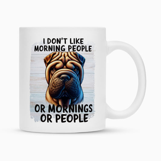 Tasse "Shar Pei - Morning People" Weiß – hunde-shirt.de