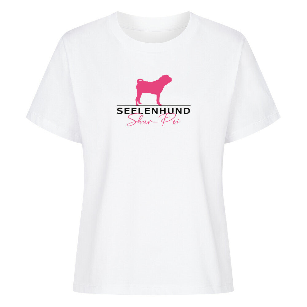 Premium Organic Damen-Shirt "Shar Pei - Seelenhund" Weiß – hunde-shirt.de