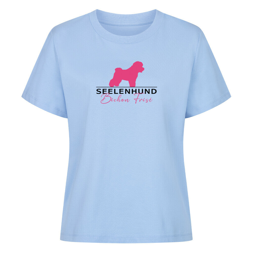 Premium Organic Damen-Shirt "Bichon Frisé - Seelenhund" Sky Blue – hunde-shirt.de