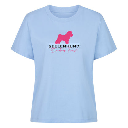 Premium Organic Damen-Shirt "Bichon Frisé - Seelenhund" Sky Blue – hunde-shirt.de