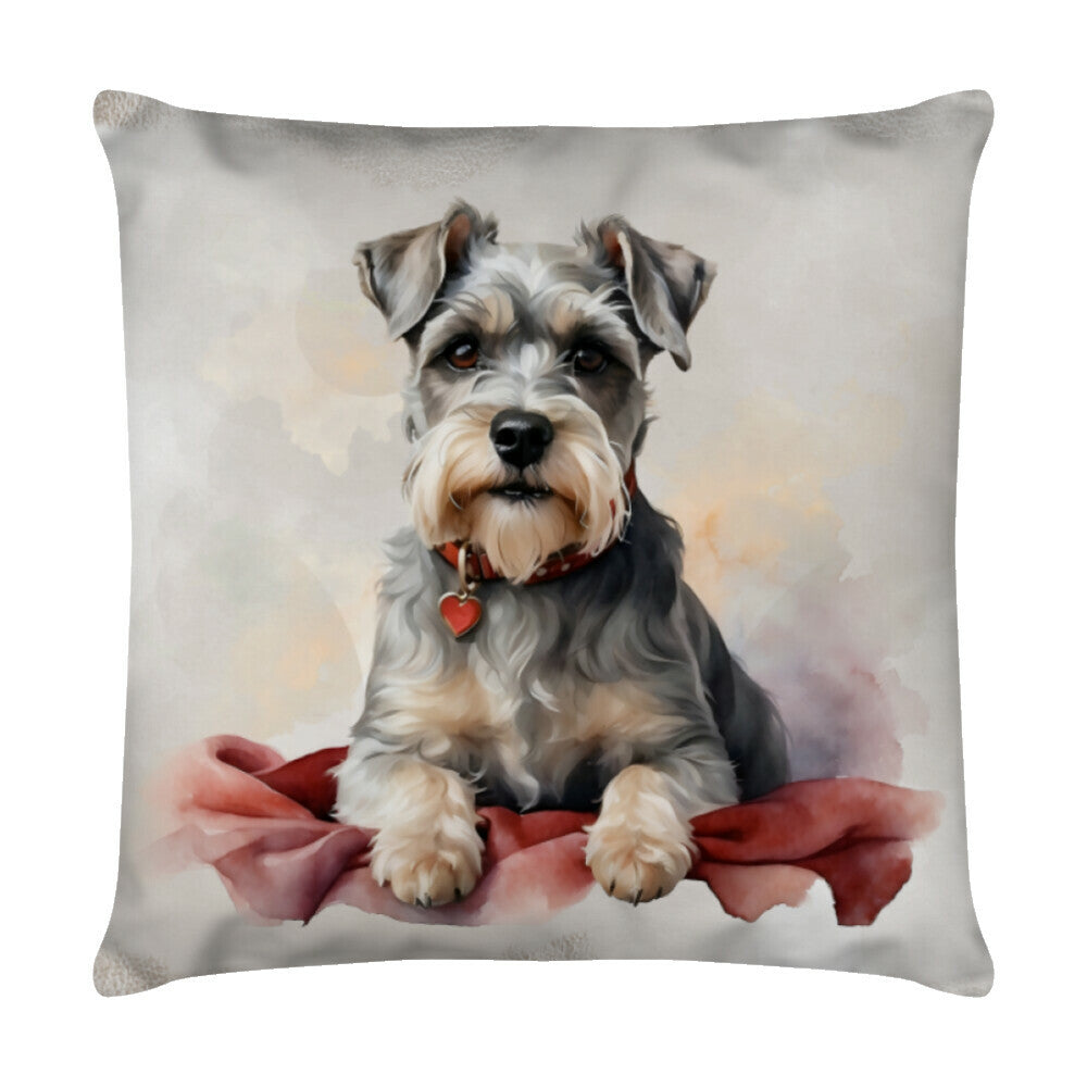 Kissen "Zwergschnauzer - RELAX" Weiß – hunde-shirt.de