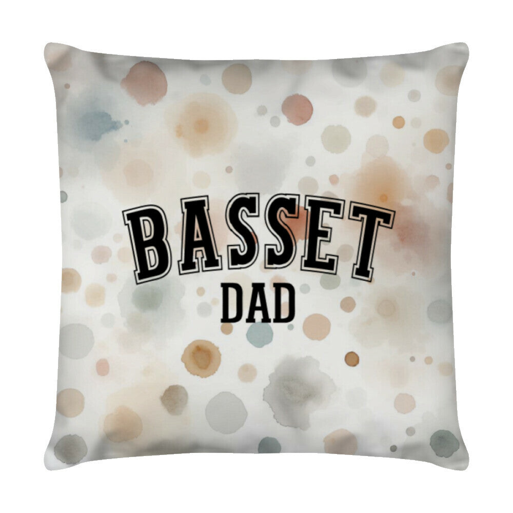 Kissen "Basset - DAD" Weiß – hunde-shirt.de