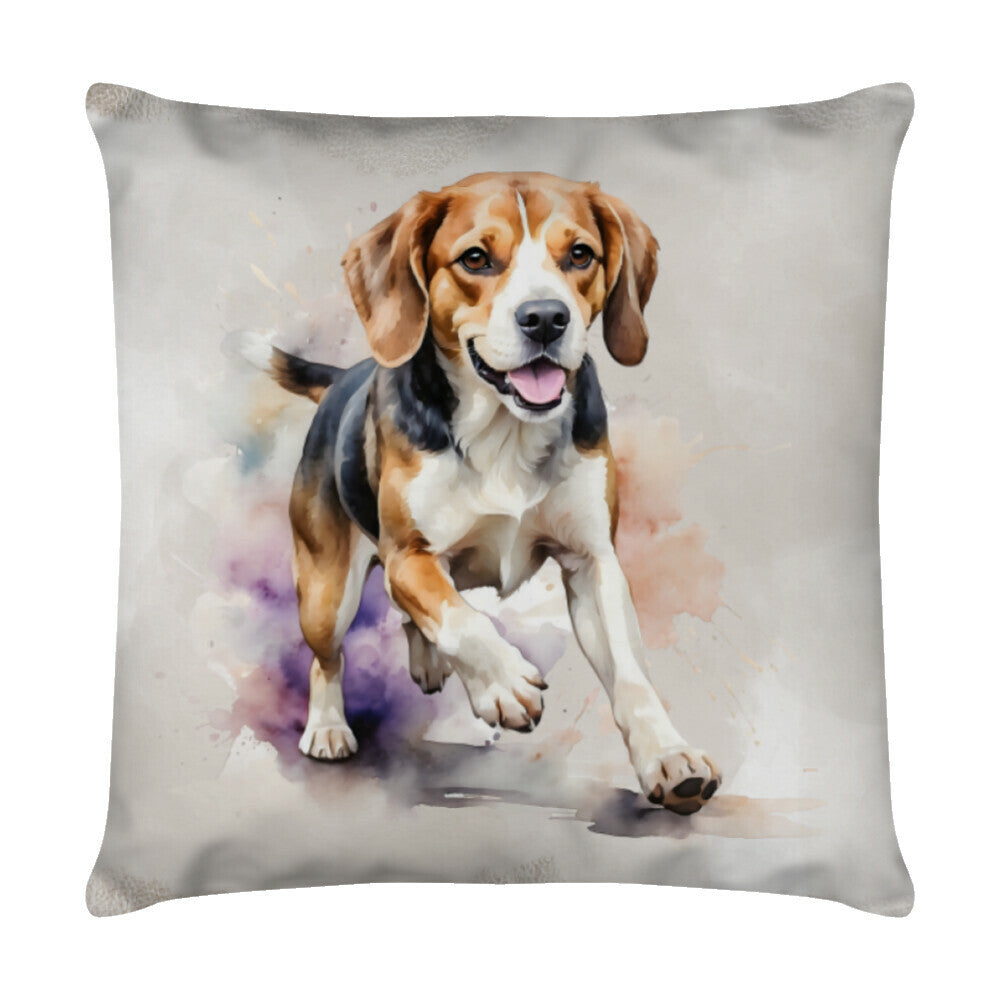 Kissen "Beagle - Spaziergang" Weiß – hunde-shirt.de