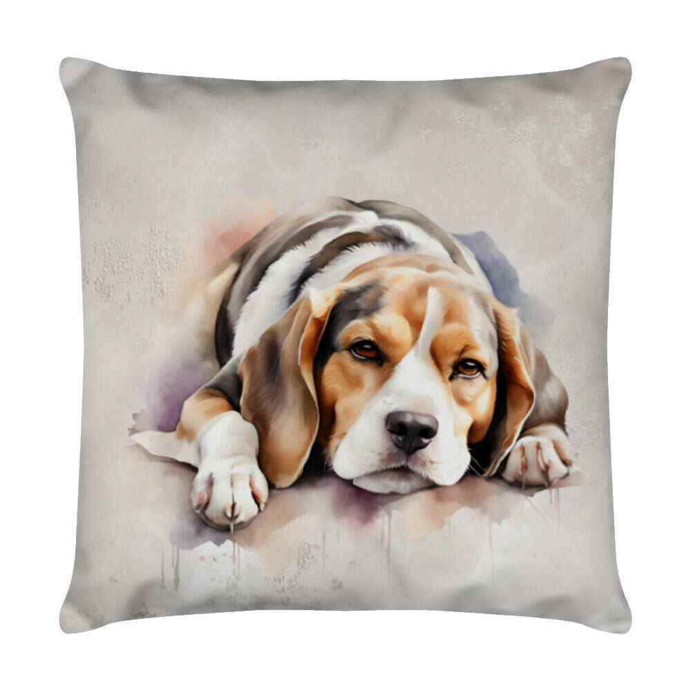 Kissen "Beagle - Pause" Weiß – hunde-shirt.de
