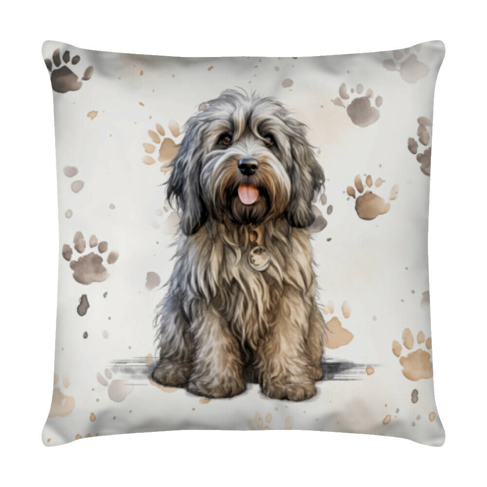 Kissen "Bergamasco - Puppy Paws" Weiß – hunde-shirt.de
