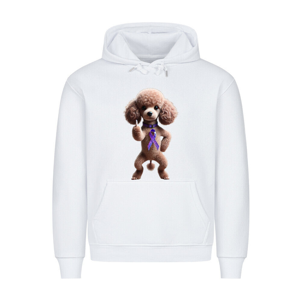Premium Hoodie "Pudel - Fuck Cancer" Weiß – hunde-shirt.de